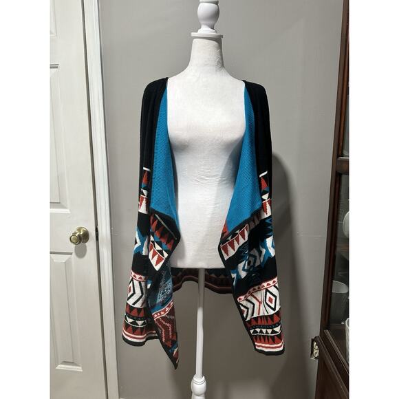 Southwest Cowgirl Justice Open Front Cardigan Sweater Small Aztec Print Western - Picture 2 of 12